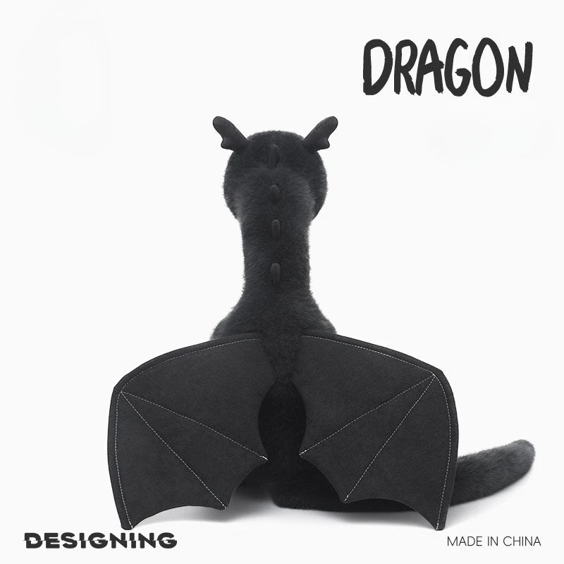 Dragon Cub Black Plush Toy Adorable Soft Toy Soothing Sleep Pillow Doll Birthday Gift